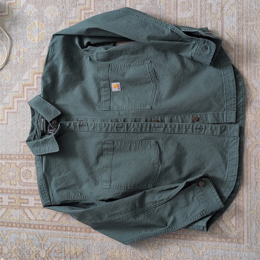 Carhartt Rugged Flex Loose Fit Heavyweight Duck Overshirt in Frosted Balsam